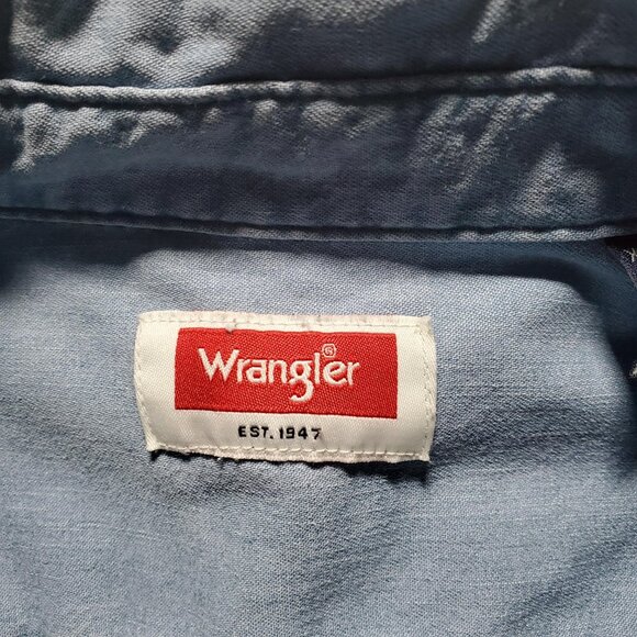 Wrangler Denim Mens Stretch Button Front Shirt Sz XL - Picture 6 of 16